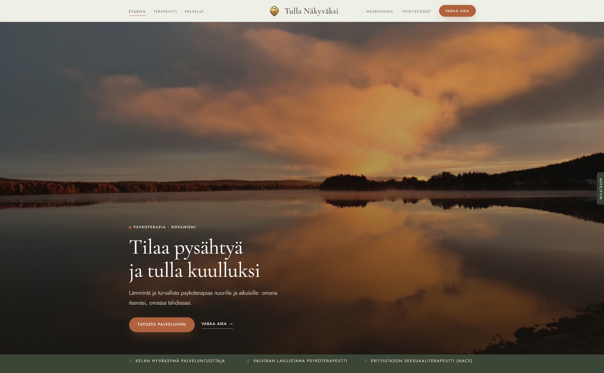 Tulla Näkyväksi psykoterapian verkkosivut